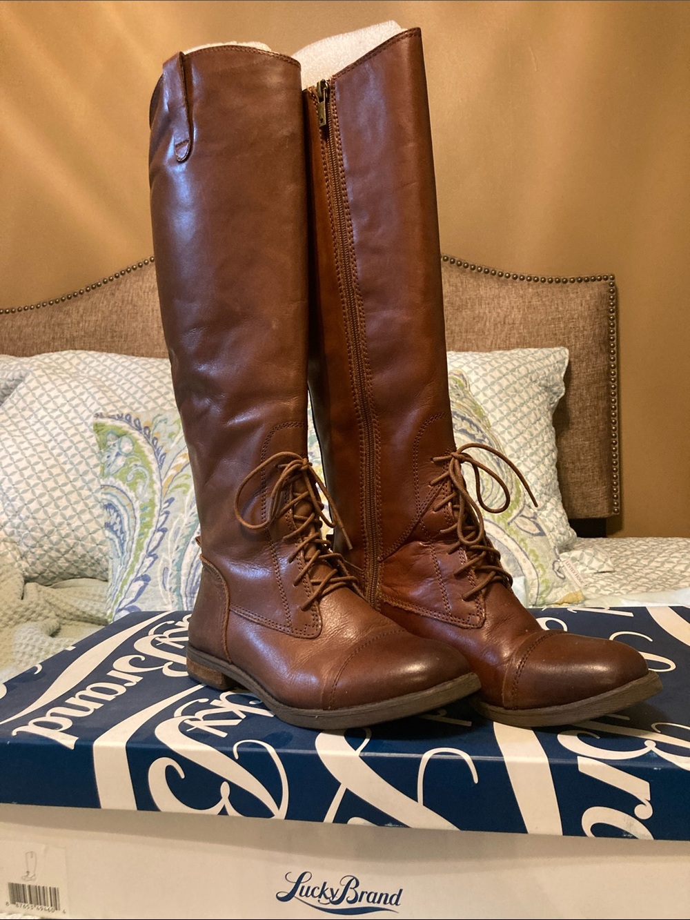 Lucky Brand Brown Tall Lace-Up Riding Boots